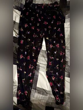 AFRM Black Velvet Floral Pants with Pink & Purple Blooms 🫶